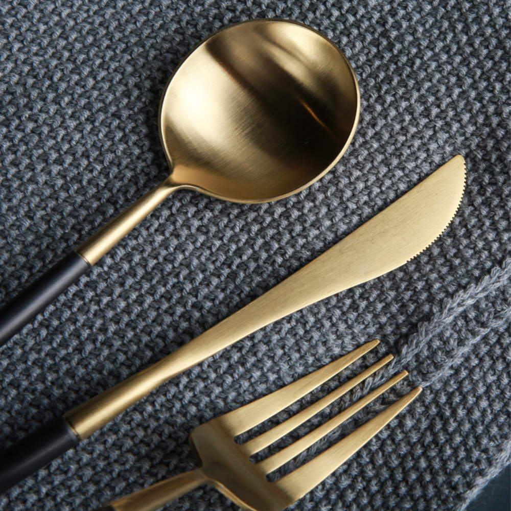 Event Black Handled Stainless Steel 4Pcs Cutlery Set - Grafton Collection