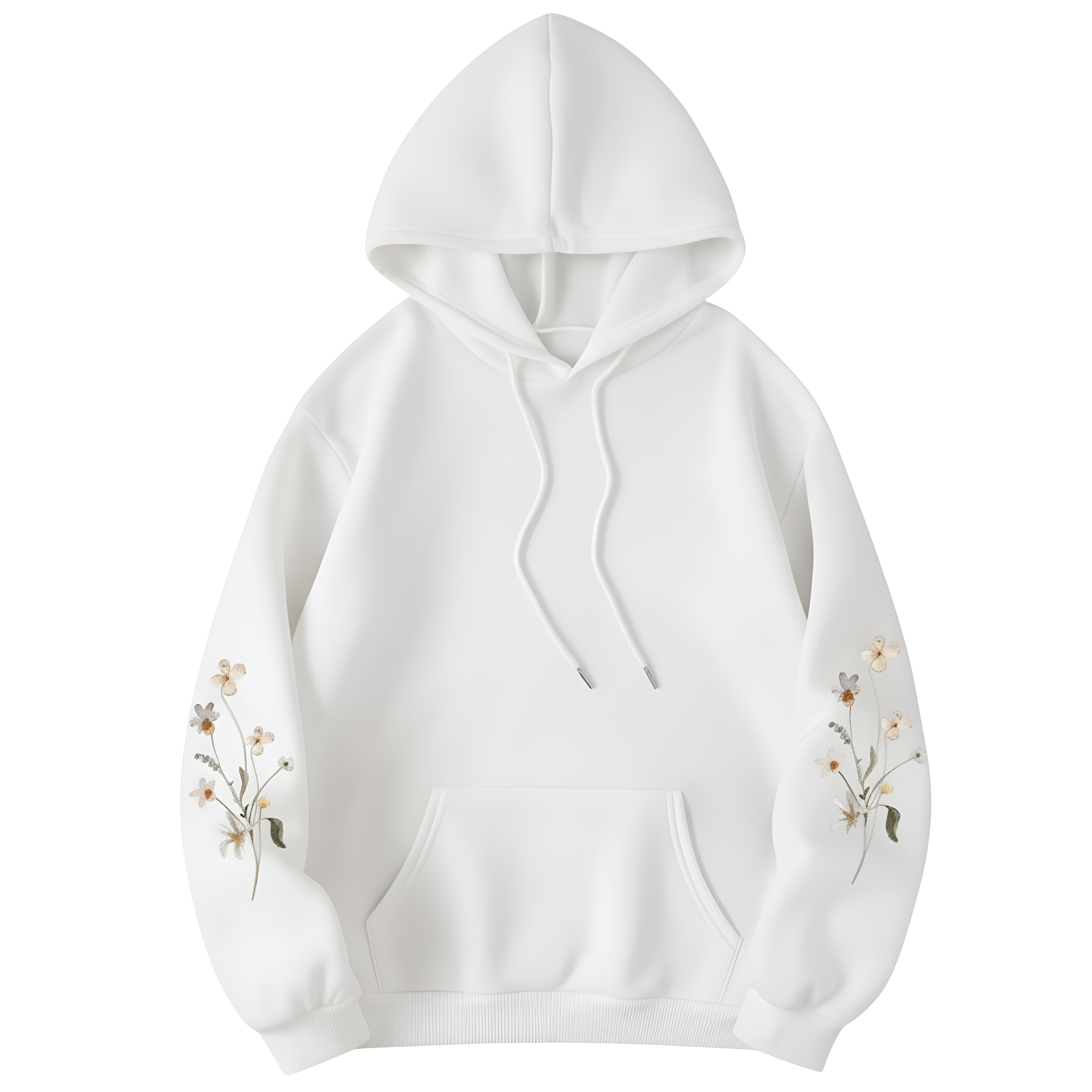 Women Floral Print Kangaroo Pocket Hoodie