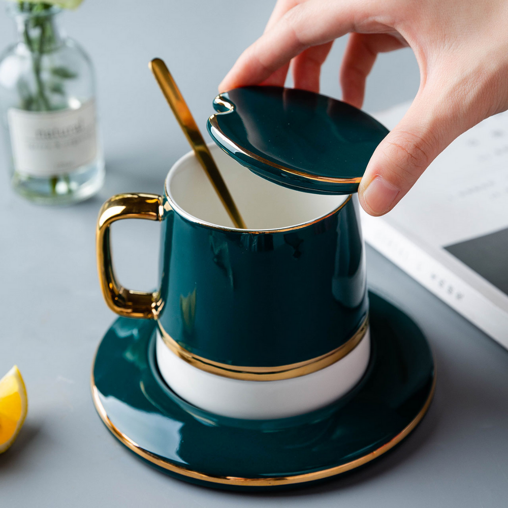 European Classic Coffee Cup And Saucer with Handle - Grafton Collection