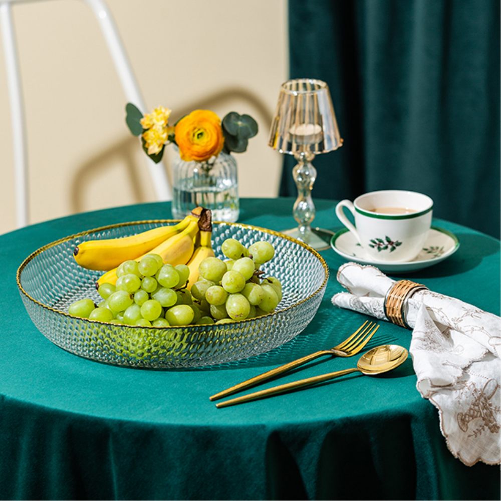 Gold Rim Transparent Glass Fruit Plates - Grafton Collection