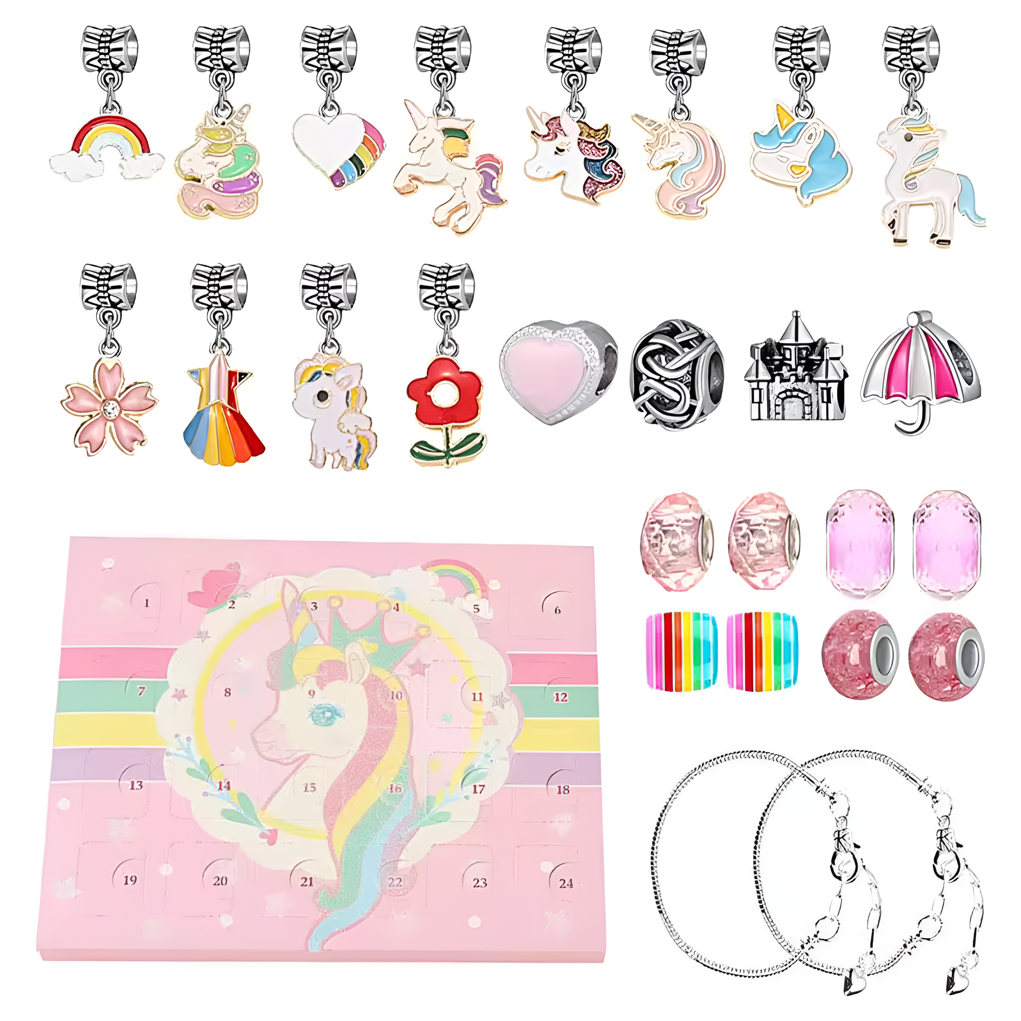 Advent Calendar 2023 Christmas DIY Unicorns Charm Bracelet