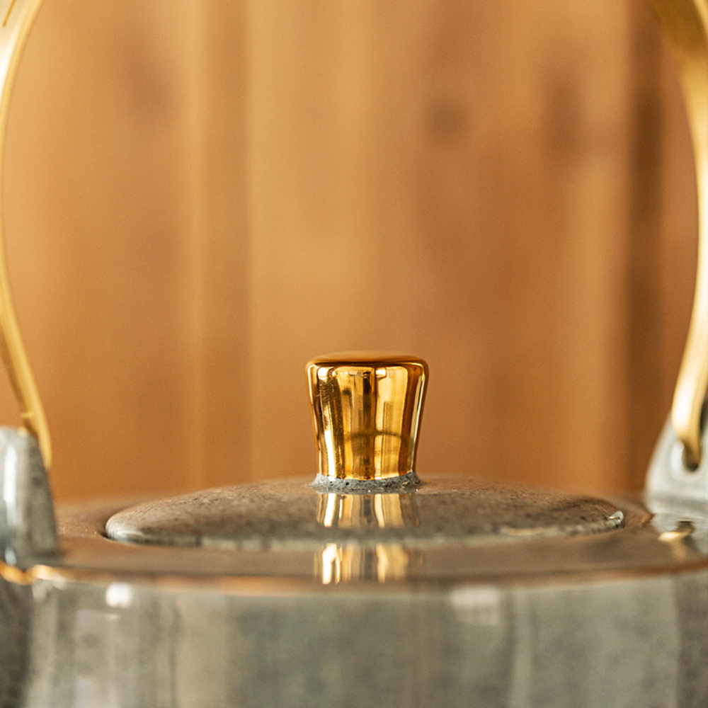 Japanese Grey Golden Rim Ceramic Teapot Set - Grafton Collection