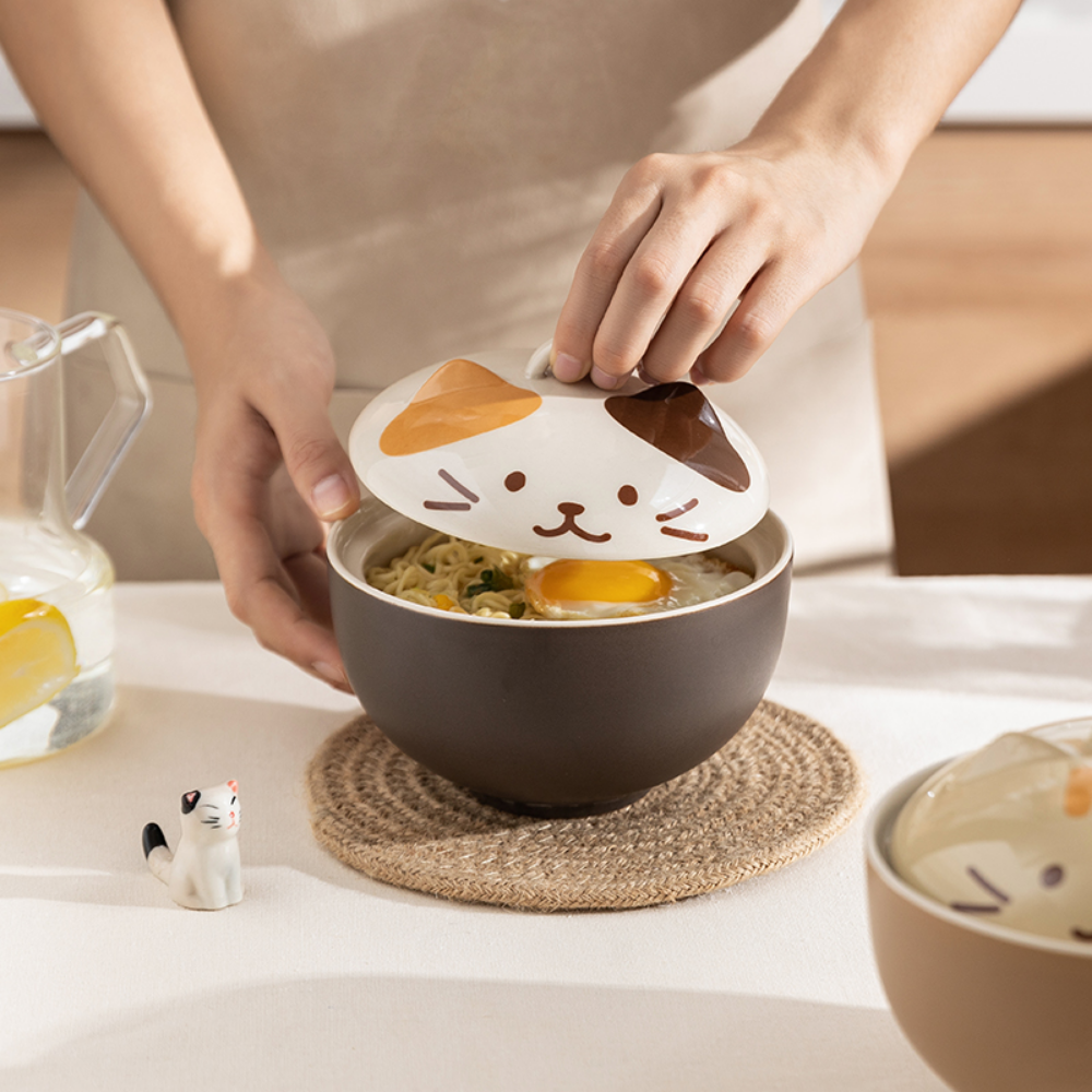 Ceramic Soup Bowls with Cat Lid - Grafton Collection