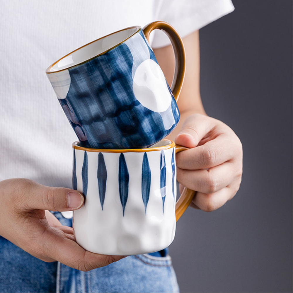 Blue Ceramic Mugs + Spoon - Grafton Collection