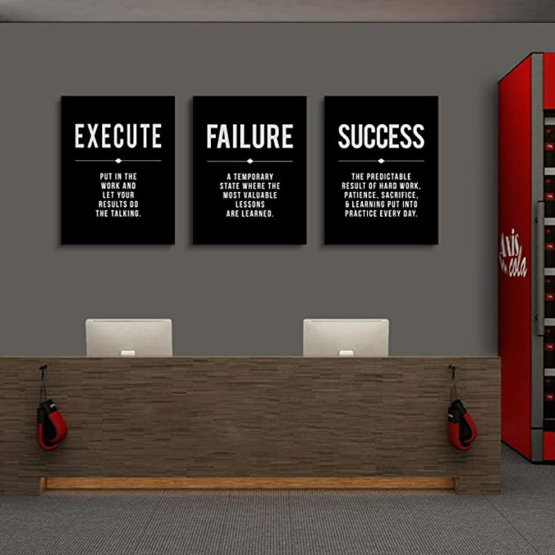 Pack Of 3 Positive Motivational Quotes Printed Wall Art - Grafton Collection