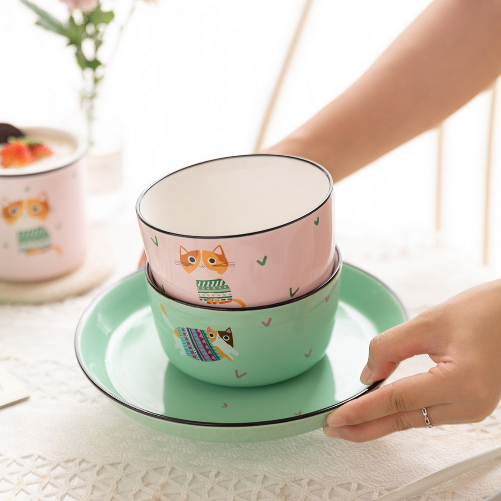 Ceramic Cartoon Cat Dinnerware - Grafton Collection