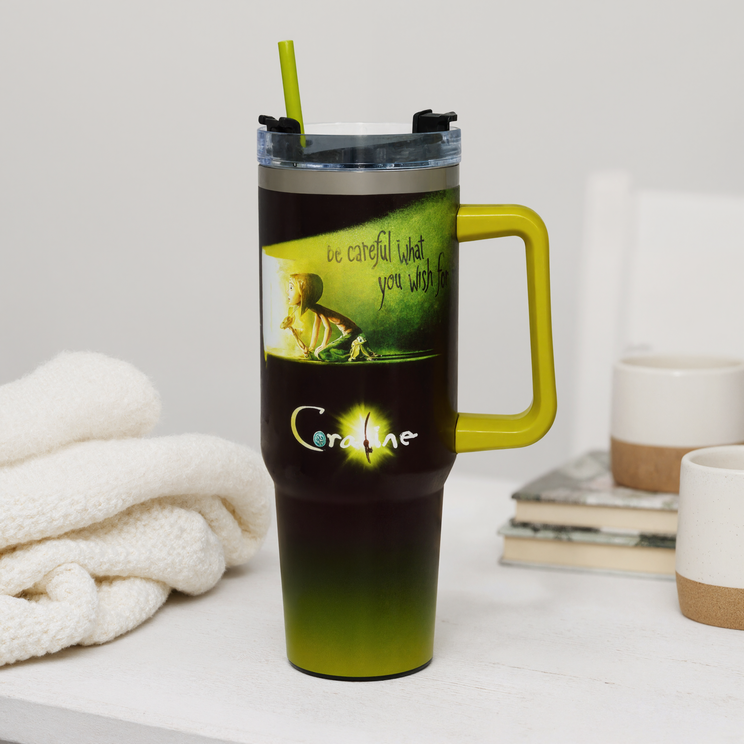 40 Oz Be Careful What You Wish For Travel Print Tumbler With Straw