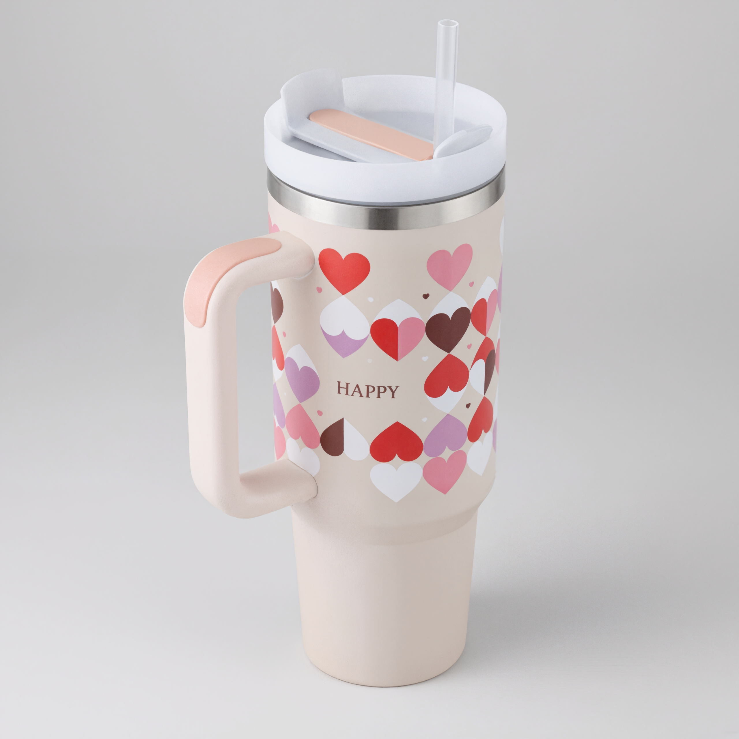 40oz Christmas Thermal Mug with Handle and Straw