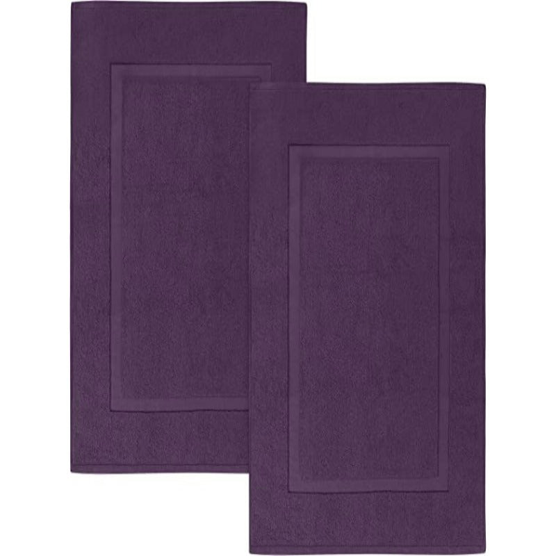 Pack Of 2 Cotton Banded Bath Mats- Highly Absorbent and Machine Washable Shower Bathroom Floor Towel - Grafton Collection