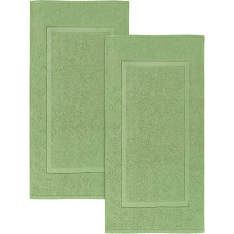 Pack Of 2 Cotton Banded Bath Mats- Highly Absorbent and Machine Washable Shower Bathroom Floor Towel - Grafton Collection