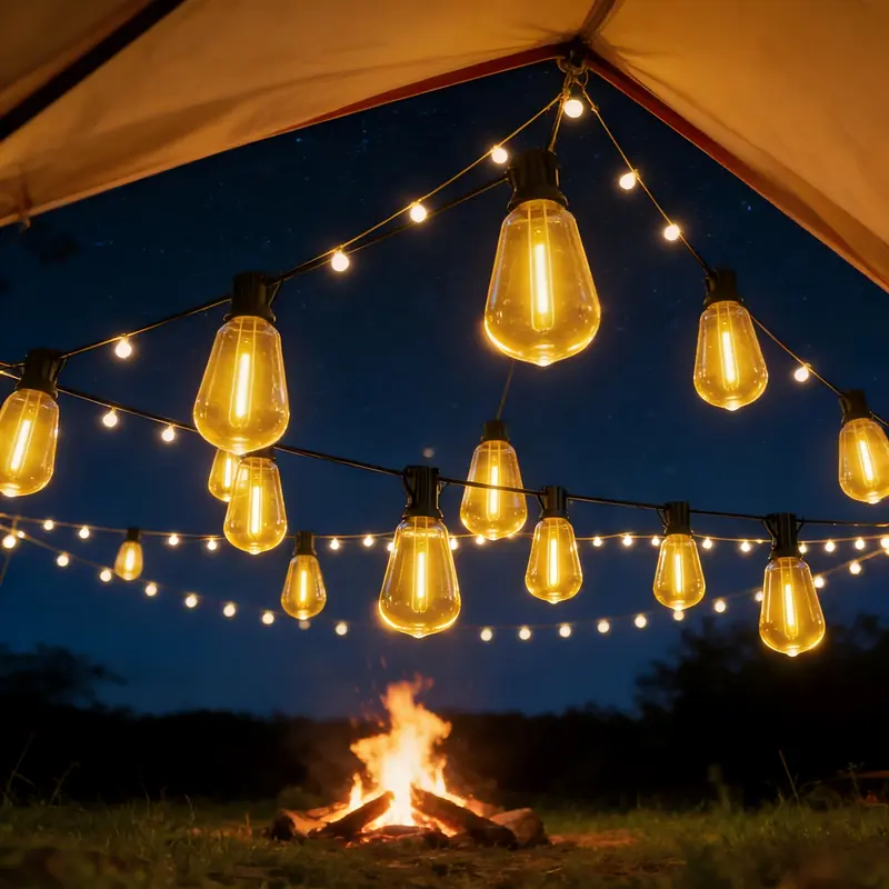Solar Outdoor String Lights With Dimmable Shatterproof Bulb