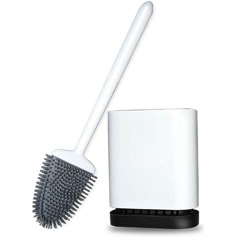 Toilet Brush And Holder Set For Bathroom, Flexible Toilet Bowl Brush Head With Silicone Bristles, Compact Size For Storage And Organization, Ventilation Slots Base - Grafton Collection