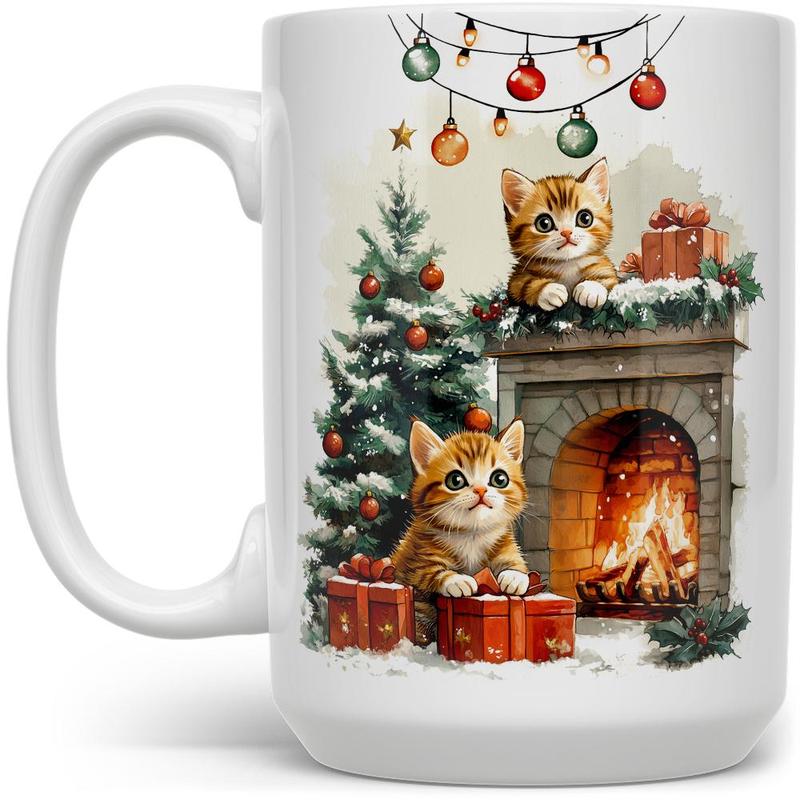 Cozy Festive Kittens Themed Holiday Christmas Mug