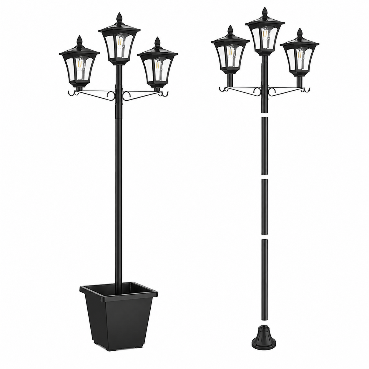 1/2 Pcs Solar Post Light With Planter