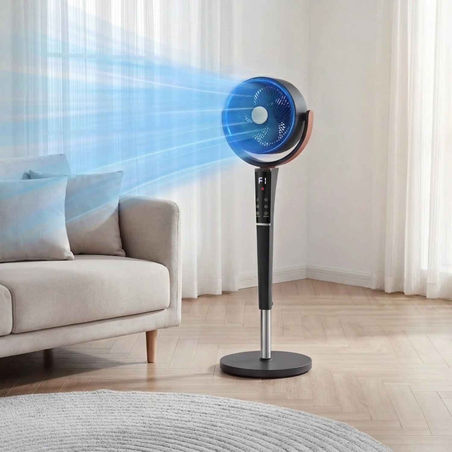 Portable LED Light Bedroom Pedestal Fan With Remote