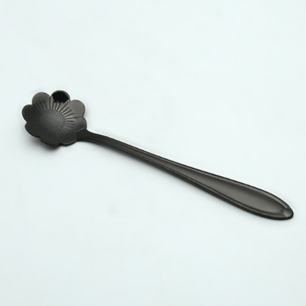 Elegant Black Stainless Steel Floral Stirring Spoon - Grafton Collection