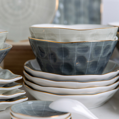 European Style Golden Rim Salad Dish - Grafton Collection