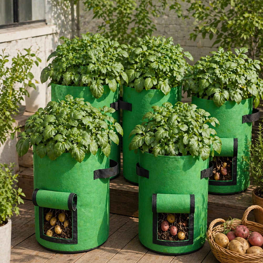 Potato Grow Bags With Handles And Harvest Lids For Vegetables