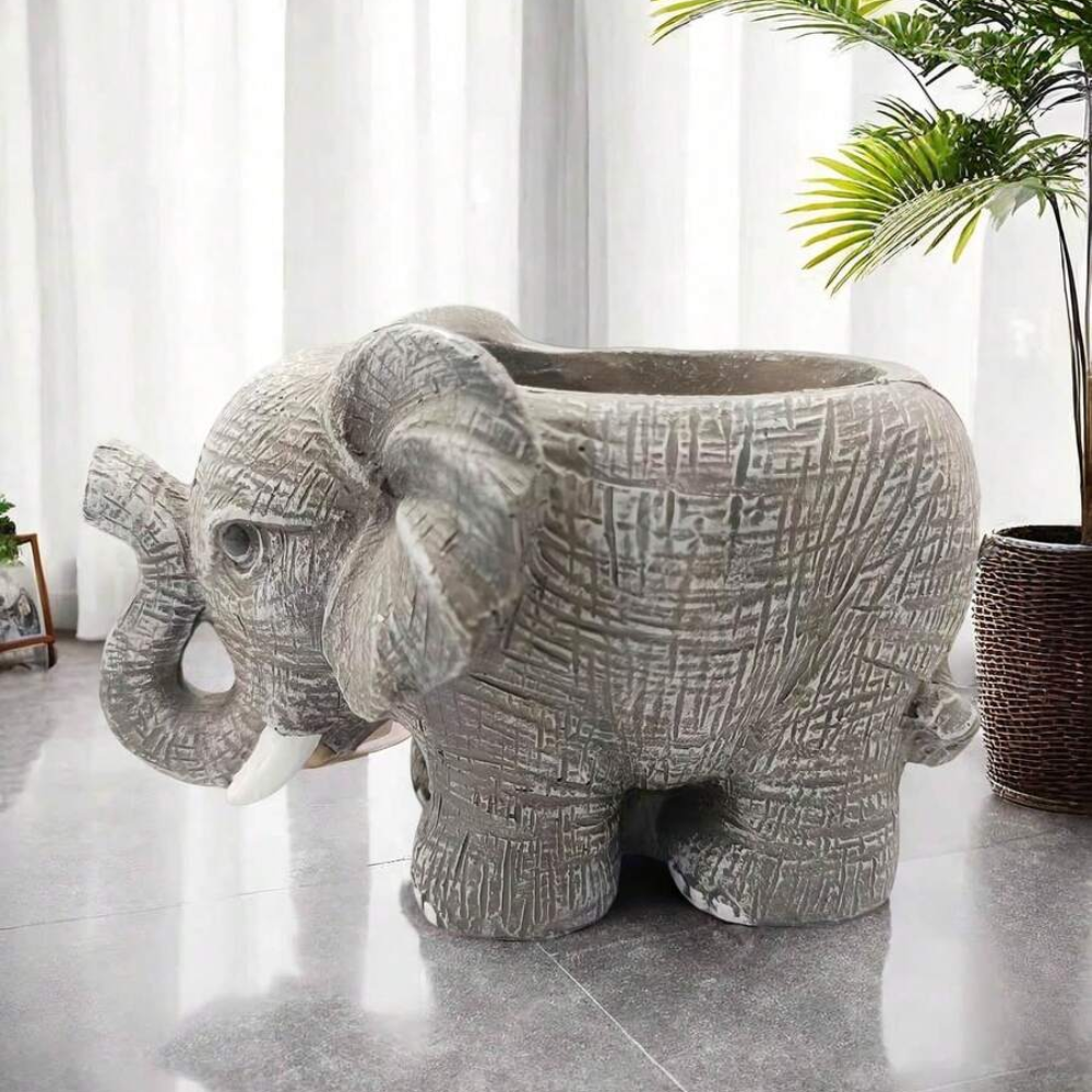 Elephant Resin Animal Shaped Planter For Cactus And Succulent Plants