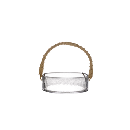 Glass Fruit Bowl With Bamboo Handle - Grafton Collection