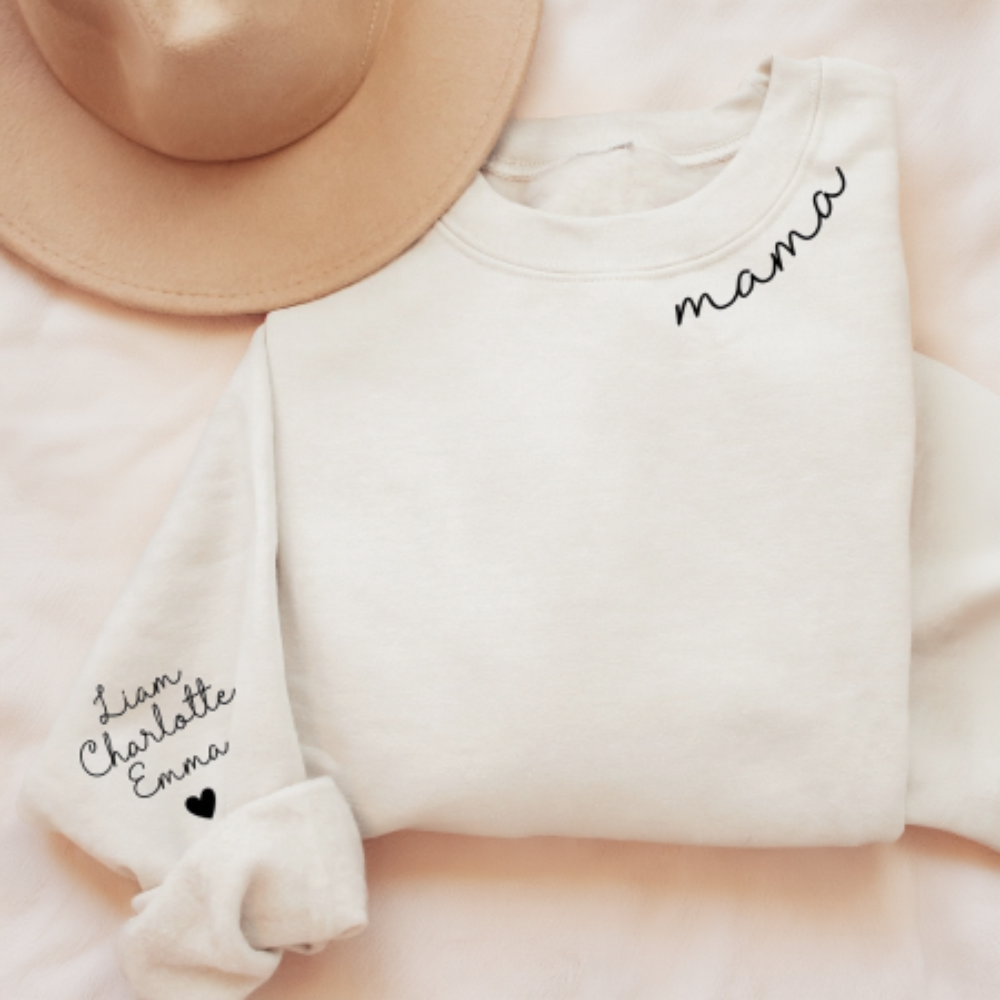 Personalized Mama Sweatshirt with Name on Sleeve