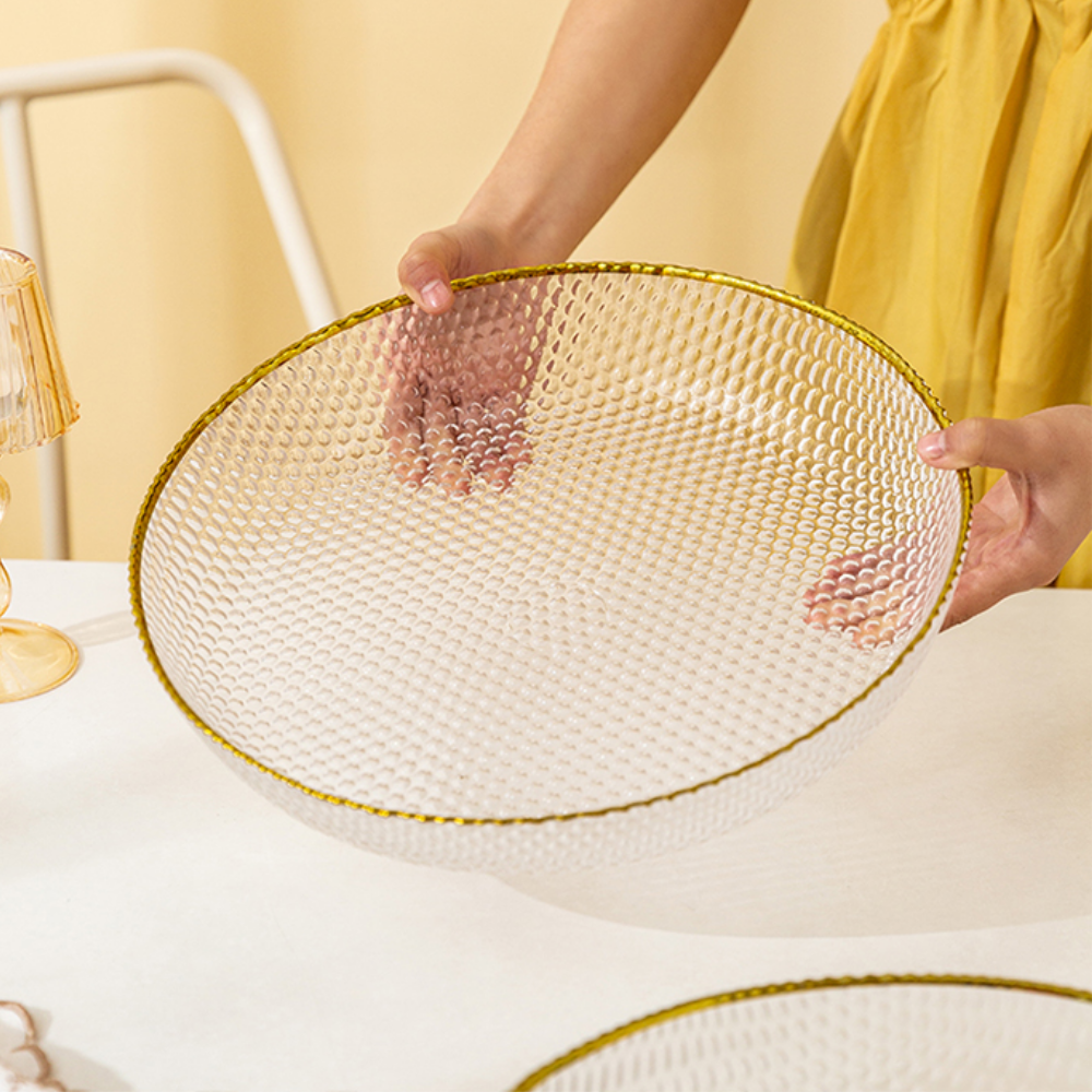 Gold Rim Transparent Glass Fruit Plates - Grafton Collection
