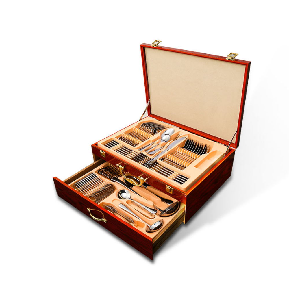 High Quality 72Pcs Stainless Steel Cutlery Set With Wooden Case - Grafton Collection