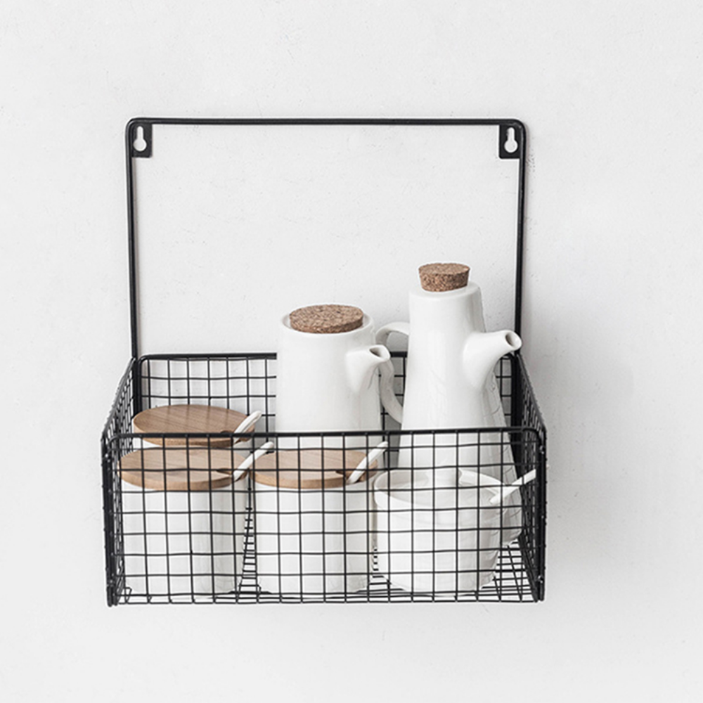 Household Iron Basket Hanging Wall Storage Rack - Grafton Collection