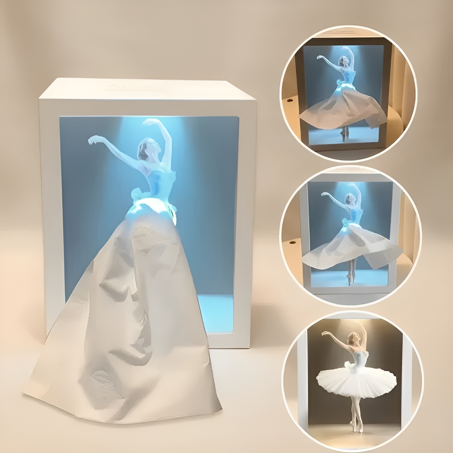 Ballet Girl Design Lighted Tissue Holder With Warm Lighting