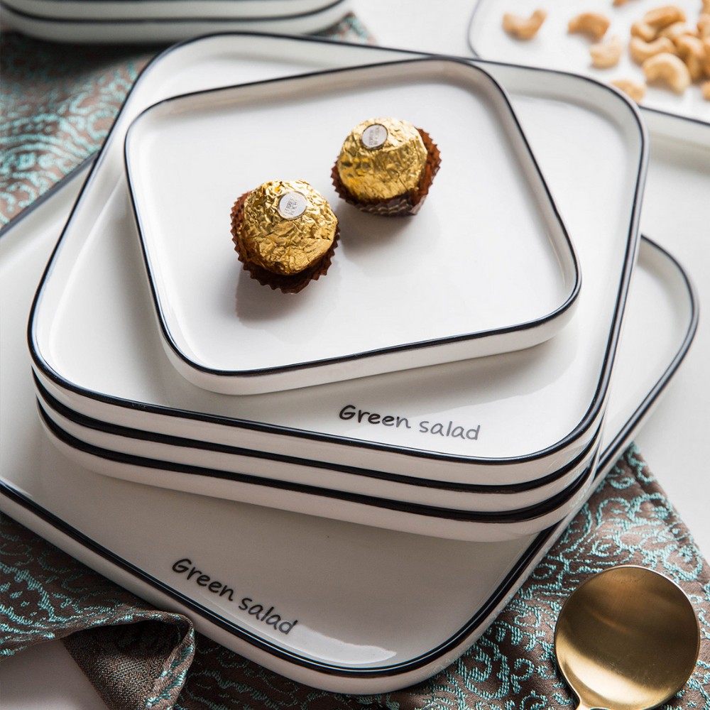 Black Border Ceramic Plates - Grafton Collection