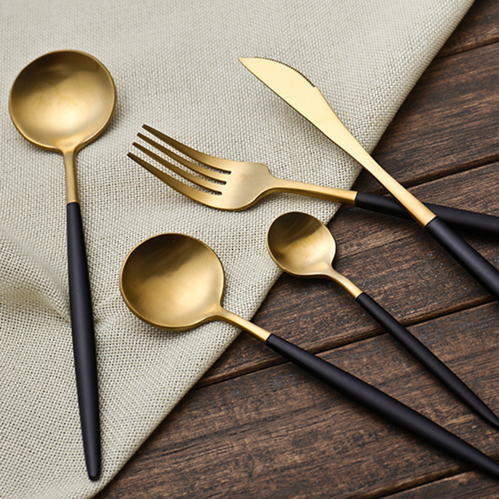 Event Black Handled Stainless Steel 4Pcs Cutlery Set - Grafton Collection