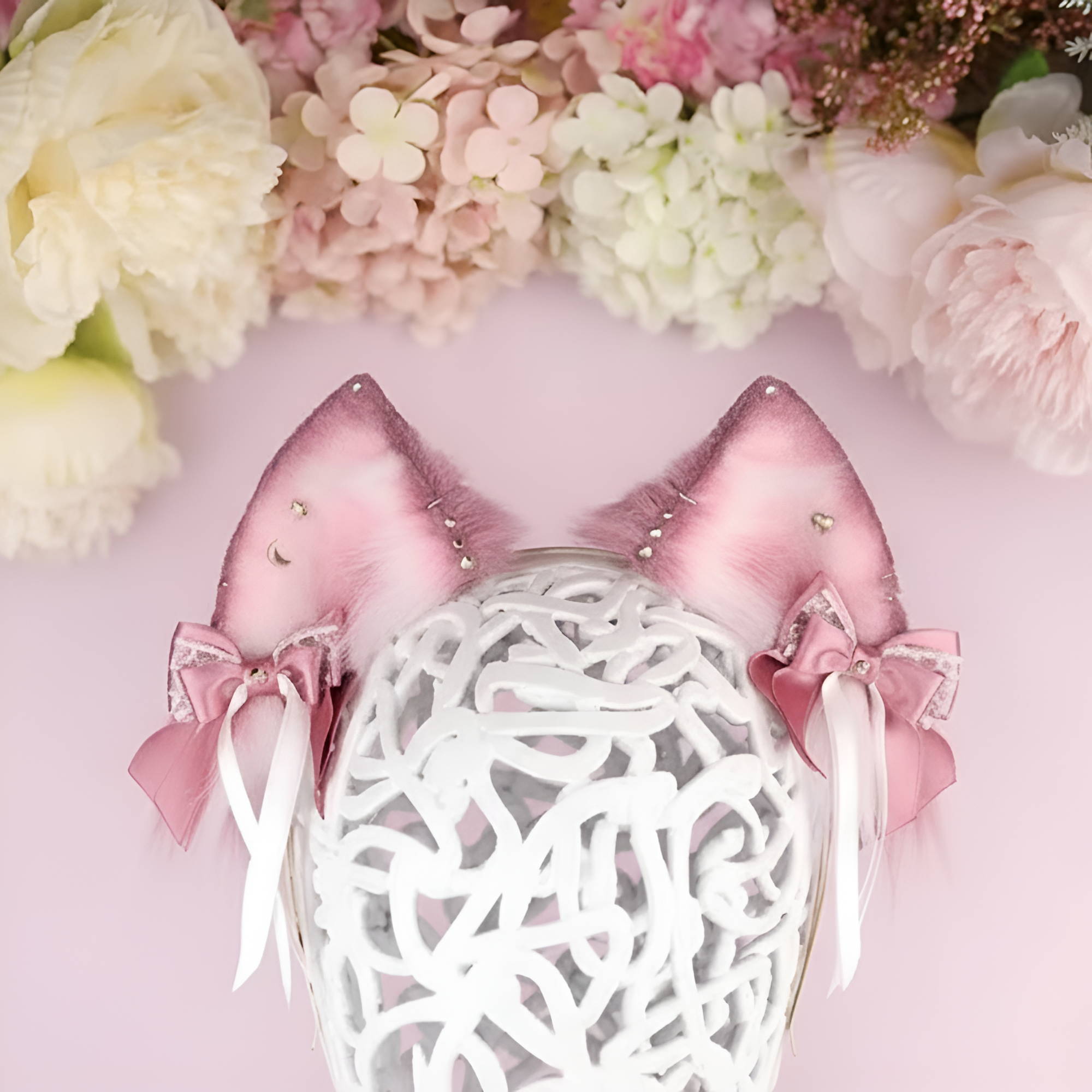 Ribbon Tied Blush Fur Tail