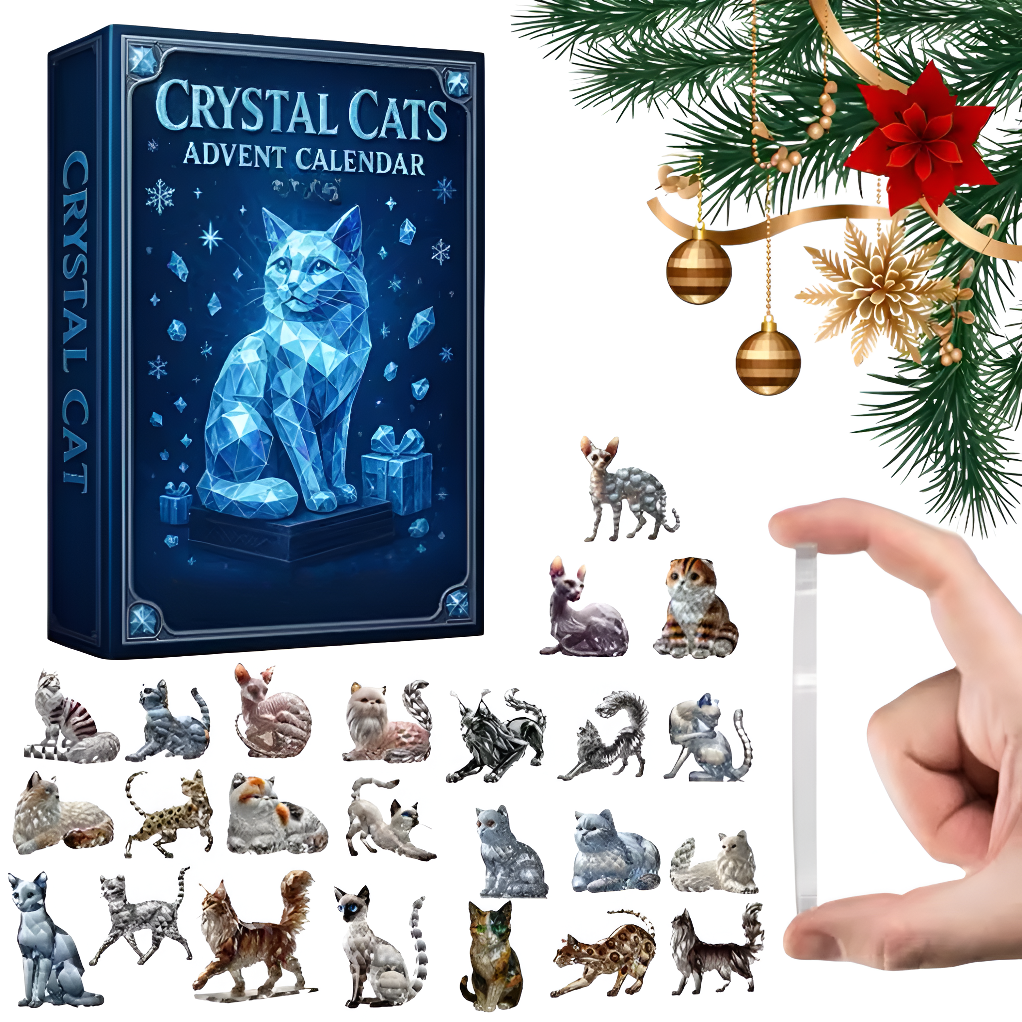 Crystal Cat Advent Calendar With Acrylic Figurine Set