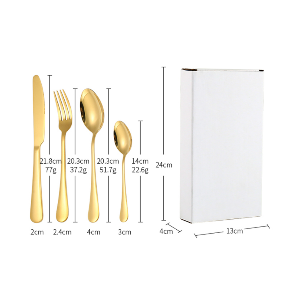Gold Silverware Knife Fork Spoon Set - Grafton Collection