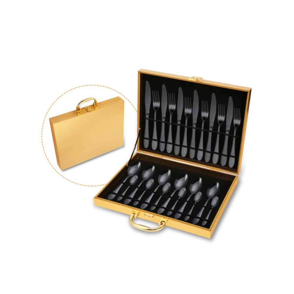 Royal Gold Case 24Pcs Flatware Dinner Set - Grafton Collection