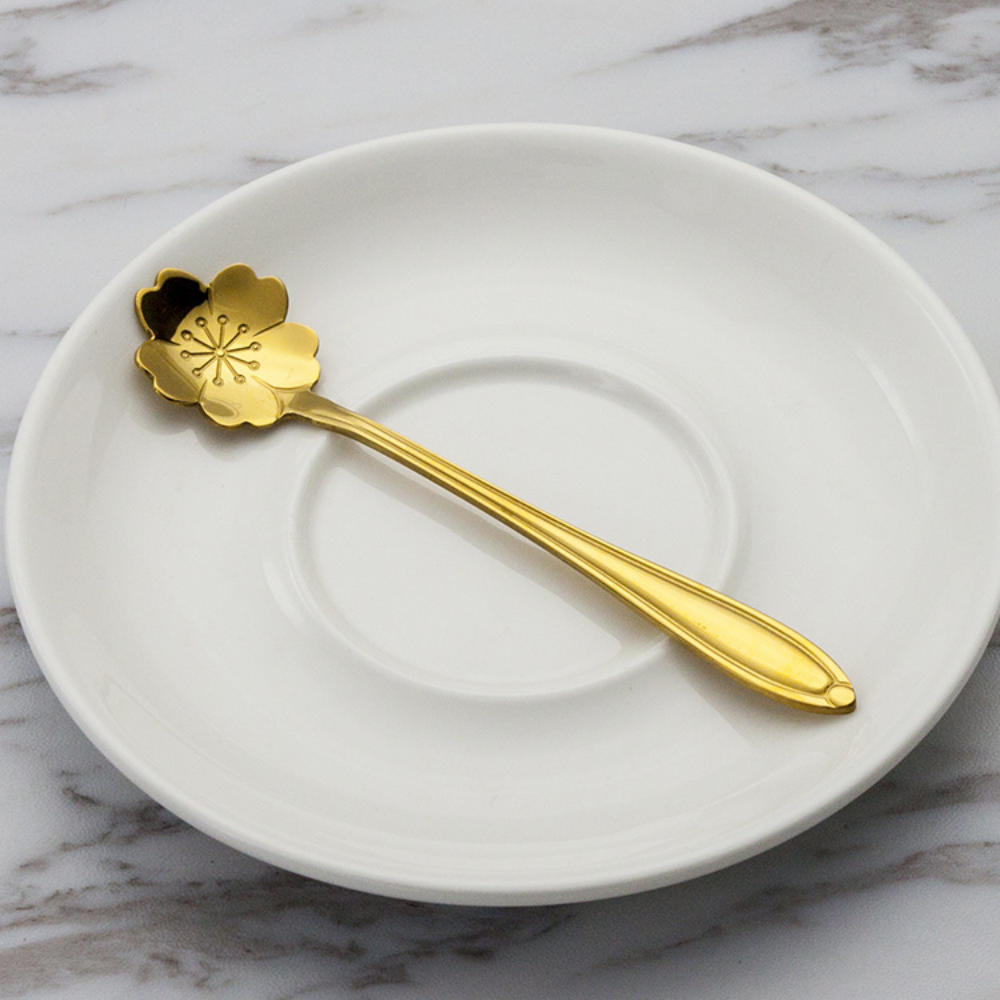 Gold-Plated Stainless Steel Floral Stirring Spoon - Grafton Collection