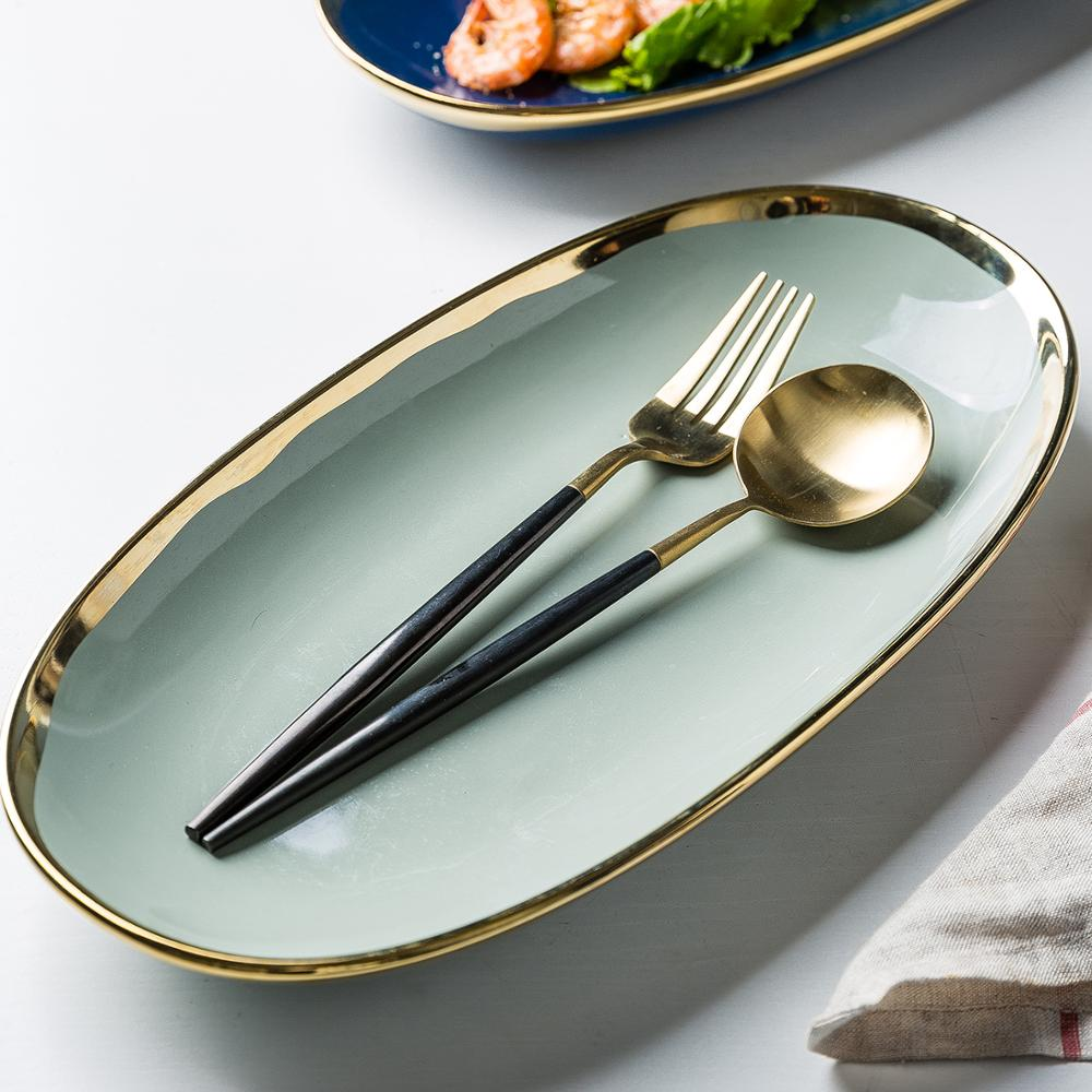 Pandora Luxury 12 Inch Ceramic Oval Dinner Plate - Grafton Collection