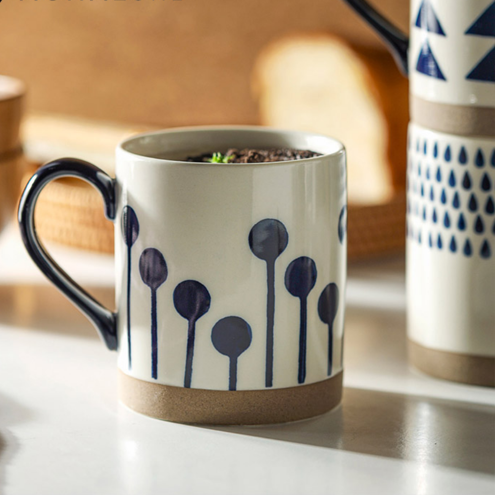 Hand-Painted Blue Ceramic Mugs - Grafton Collection