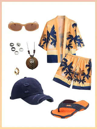 Sunset Pattern Beach Shirt And Shorts - Grafton Collection