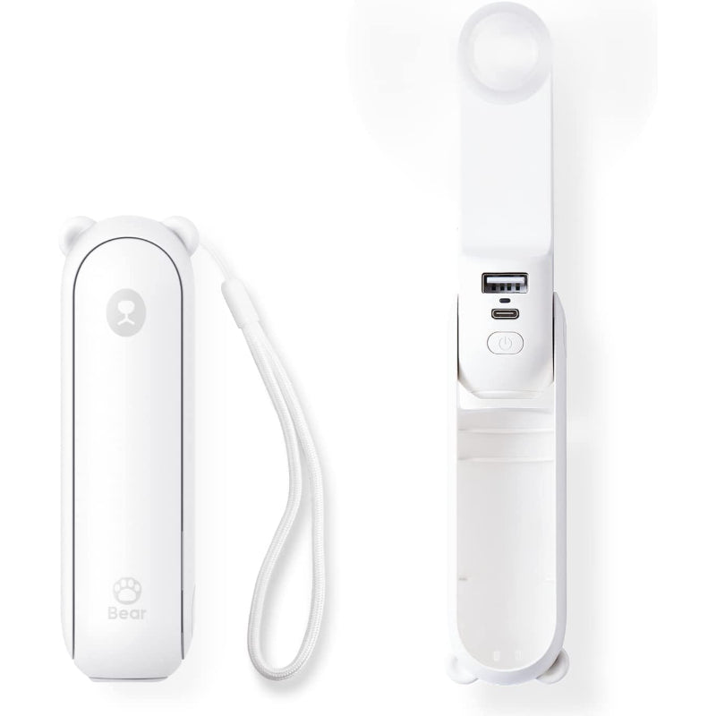 3 In 1 Handheld Fan, Mini Hand Fan, Portable Small Pocket Fan, Rechargeable Fan With Power Bank, Flashlight Feature - Grafton Collection