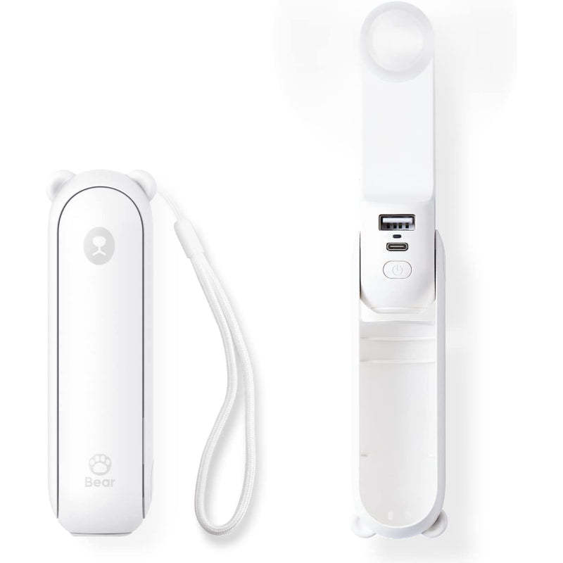 3 In 1 Handheld Fan, Mini Hand Fan, Portable Small Pocket Fan, Rechargeable Fan With Power Bank, Flashlight Feature - Grafton Collection