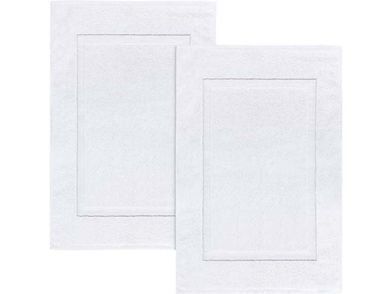 Pack Of 2 Cotton Banded Bath Mats- Highly Absorbent and Machine Washable Shower Bathroom Floor Towel - Grafton Collection