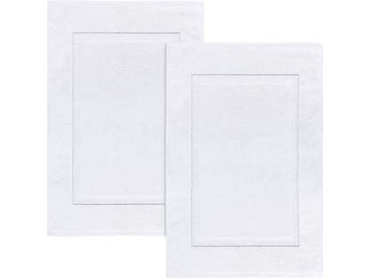 Pack Of 2 Cotton Banded Bath Mats- Highly Absorbent and Machine Washable Shower Bathroom Floor Towel - Grafton Collection