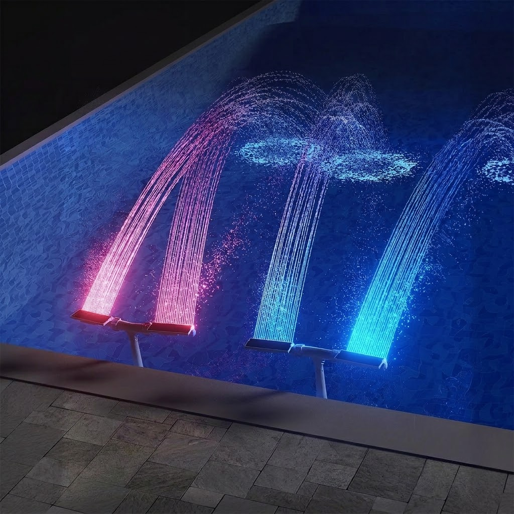 Dual Spray Solar Pool Fountain With Lights