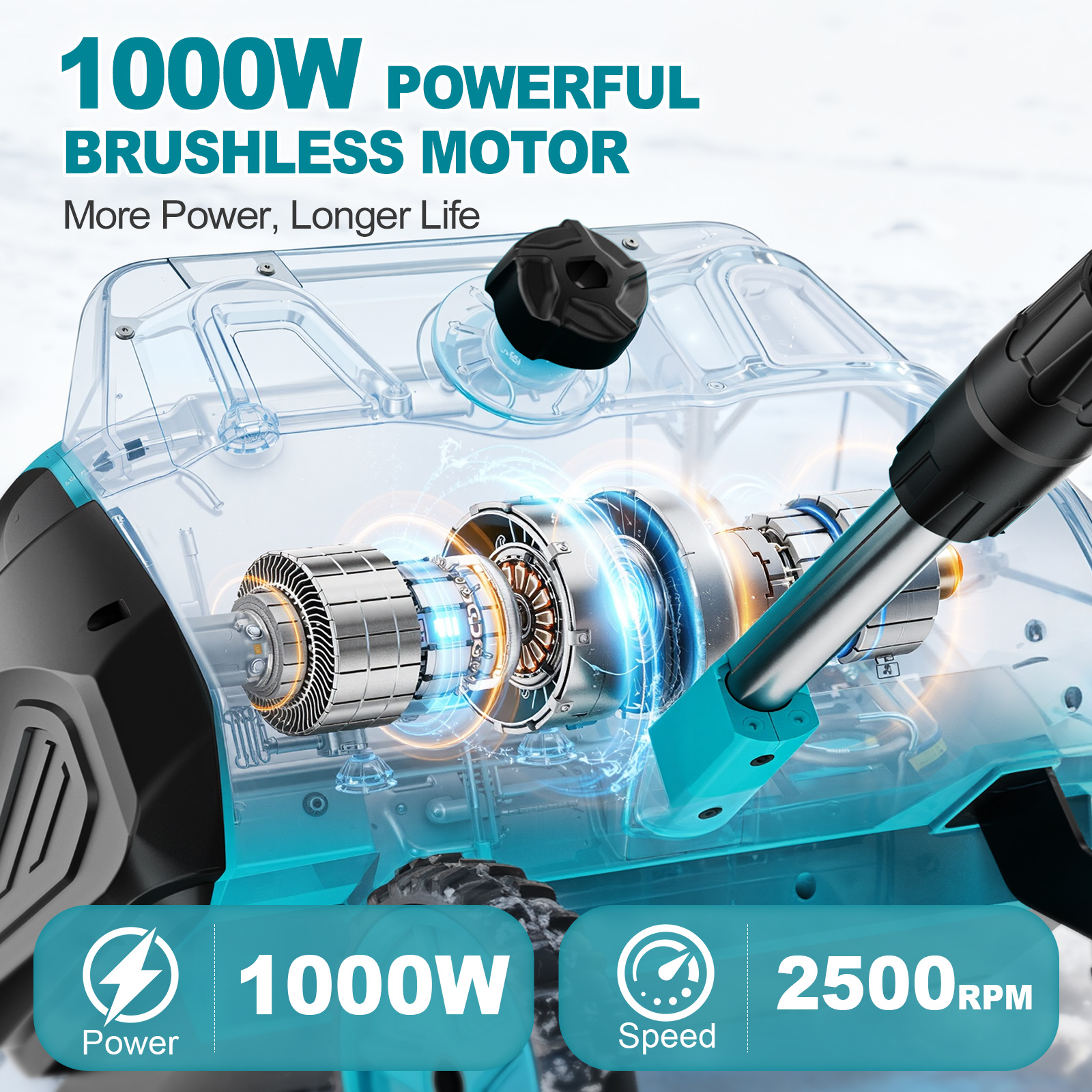 Fovendi 16.5-inch Cordless Snow Shovel Electric Snow Blower with Directional Plate, 4.5Ah Battery & Quick Charger Included for Driveway & Sidewalks