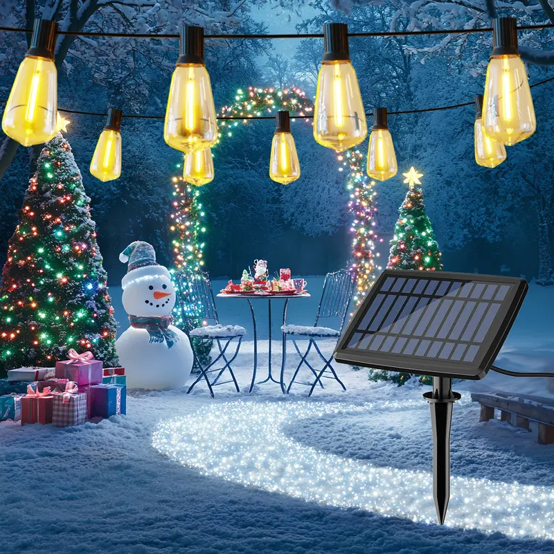 Solar Outdoor String Lights With Dimmable Shatterproof Bulb
