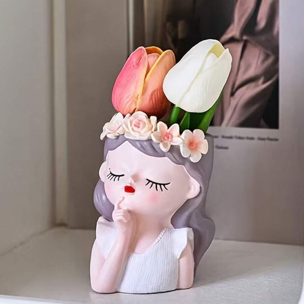 Creative Girl Sleeping Pose Figurines Flowerpot For Garden Decoration