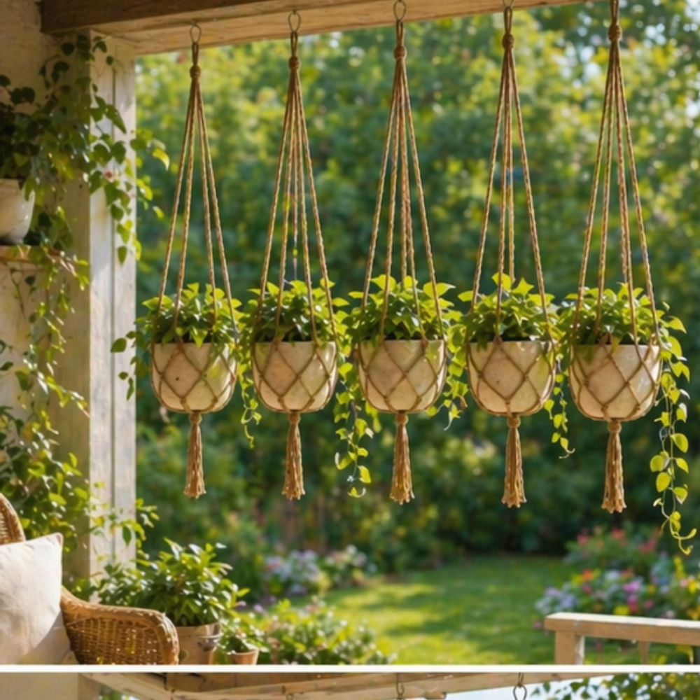Tasseled Macrame Plant Hangers For Indoor Outdoor Balcony Use