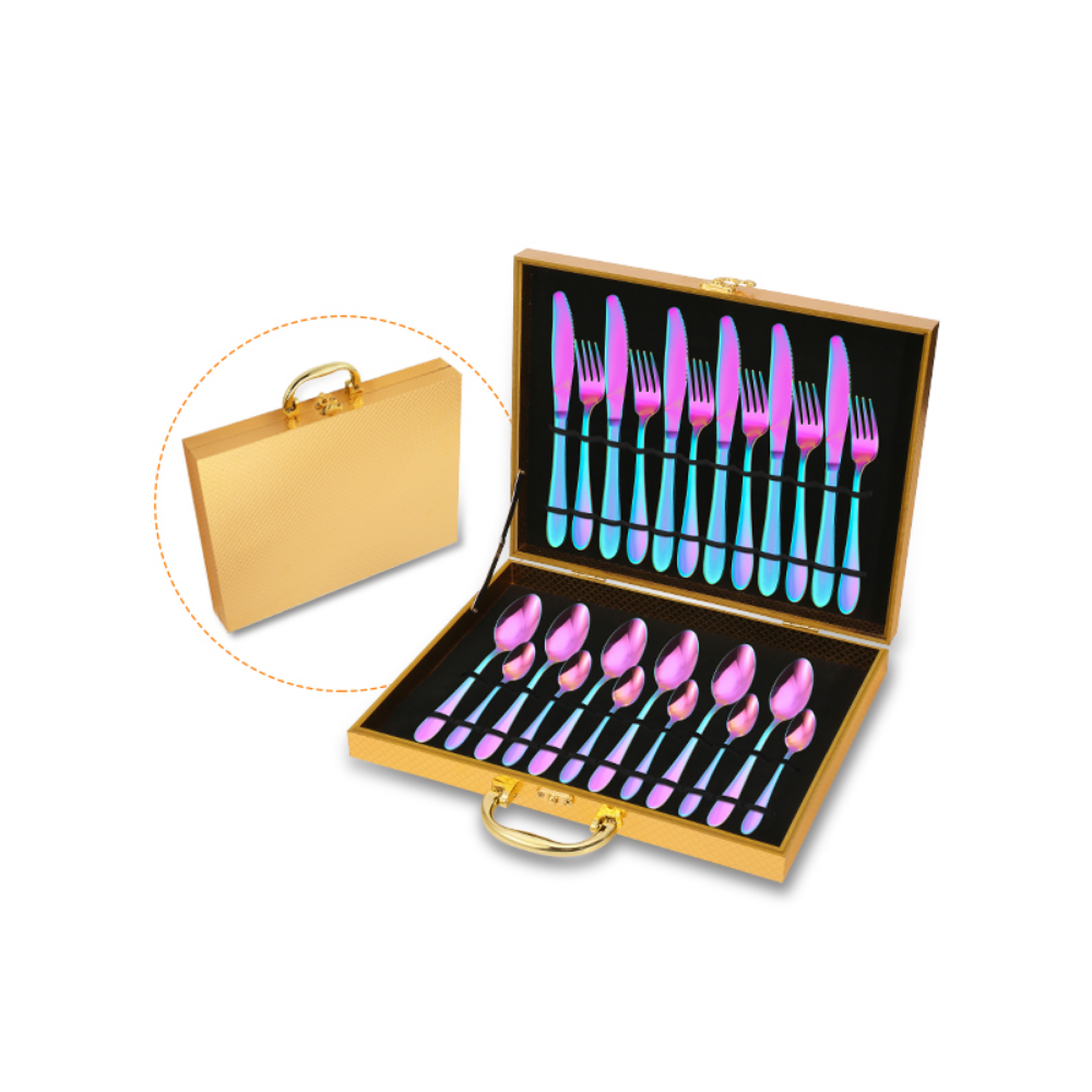 Royal Gold Case 24Pcs Flatware Dinner Set - Grafton Collection