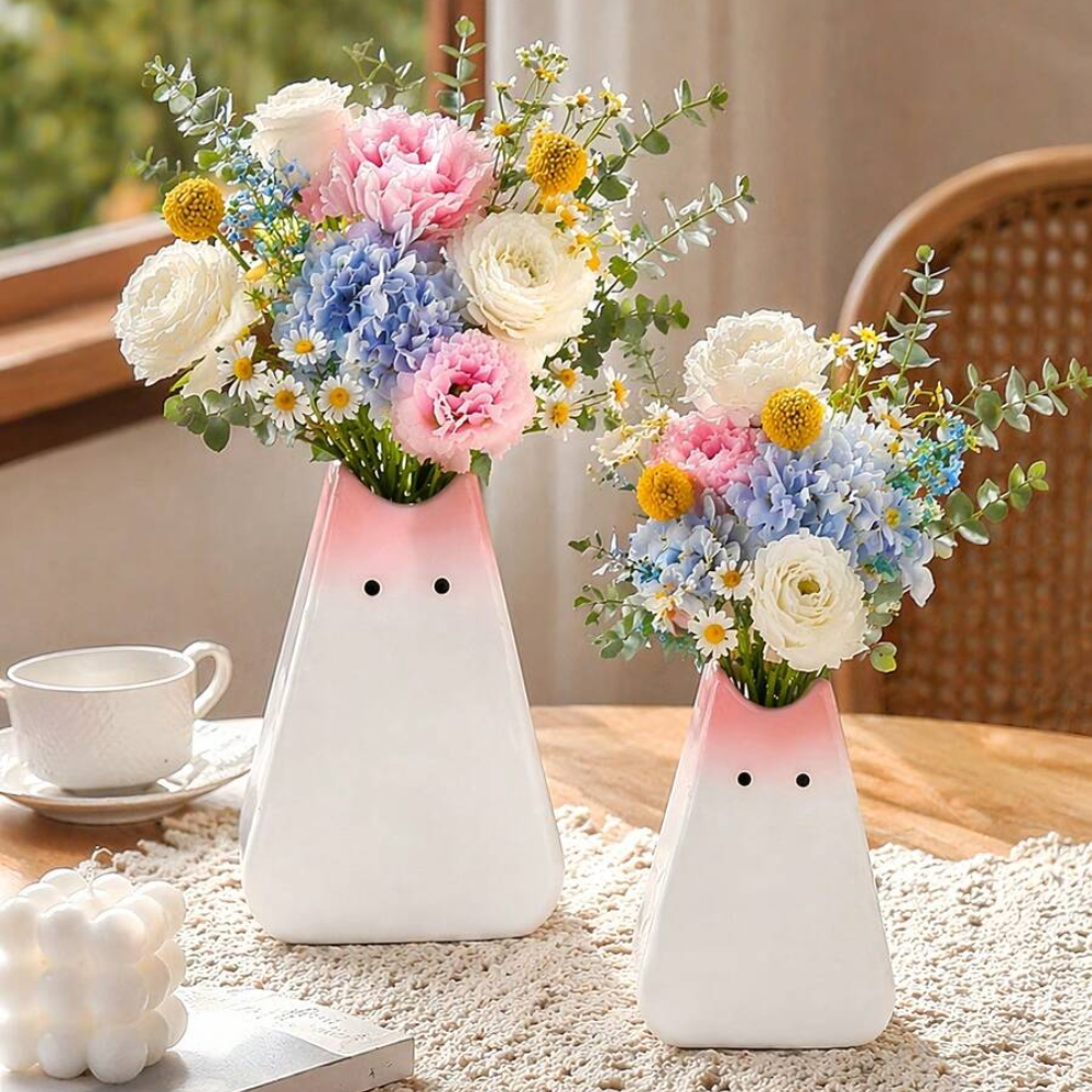 Standing Cat Flower Vase Decorative Ornament For Home Display And Decor